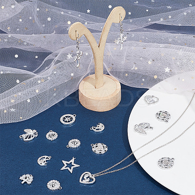 50Pcs 10 Style Platinum Tone Alloy Rhinestone Pendants Sets ALRI-PH0001-28-1