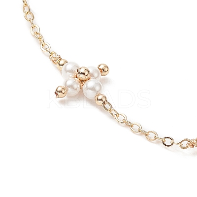 Shell Pearl Beaded Cross Link Bracelet BJEW-JB09313-1