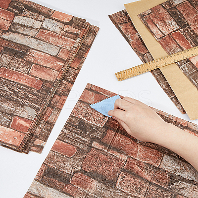 XPE Foam 3D Anticollision Wall Stickers Brick Pattern Stickers DIY-WH0591-086B-1