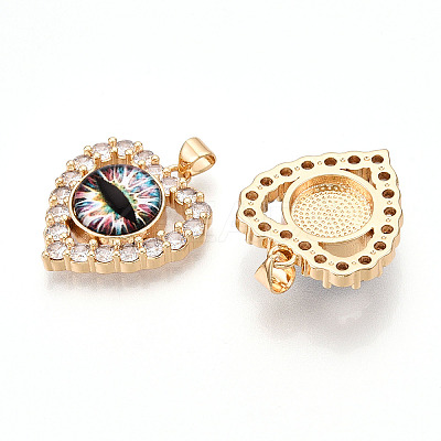 Brass Micro Pave Clear Cubic Zirconia Pendants for Women KK-T070-93A-03-1