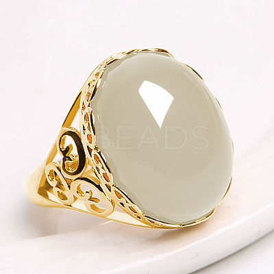 Oval Natural Chalcedony Finger Rings WG05C38-01-1