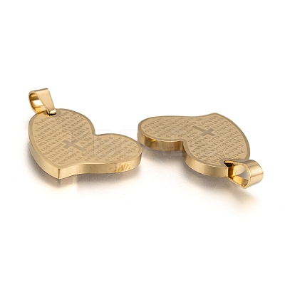 304 Stainless Steel Heart Lord's Prayer Cross Pendants X-STAS-O065-15-1