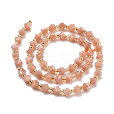 Natural Peach Moonstone Beads Strands G-P463-22-1