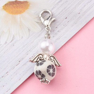Handmade Flower Pattern Polymer Pendants HJEW-JM00424-1