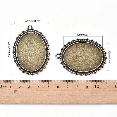 Tibetan Style Alloy Oval Tray Cabochon Settings LS-TIBEP-5437-AB-LF-1