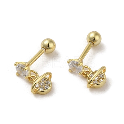 925 Sterling Silver Micro Pave Cubic Zirconia Earrings for Women EJEW-E307-10G-1