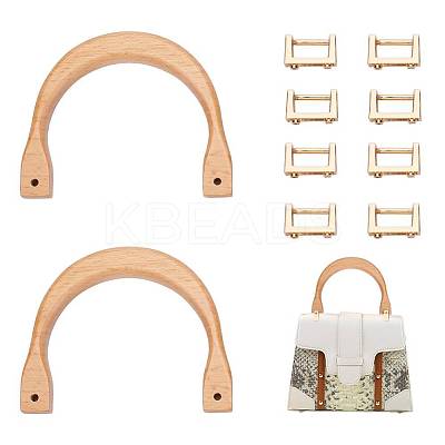 2Pcs Wooden U-shaped Bag Handles FIND-WR0008-22-1