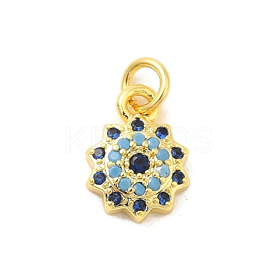 Real 18K Gold Plated Rack Plating Brass Micro Pave Cubic Zirconia Pendants Charms KK-S396-01G-1
