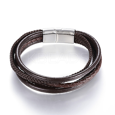 Leather Cord Multi-strand Bracelets BJEW-K141-29B-1
