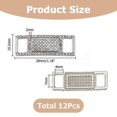 12Pcs Alloy Glass Rhinestone Shoelace Buckle FIND-HS0002-48P-1