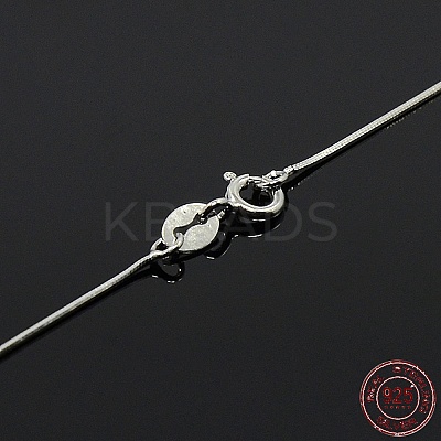 Anti-Tarnish Trendy Unisex Rhodium Plated 925 Sterling Silver Snake Chain Necklaces STER-M034-B-08-1