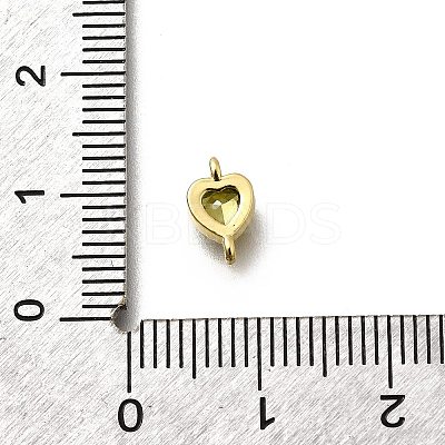 Heart Brass Cubic Zirconia Connector Charms KK-P295-34G-03-1