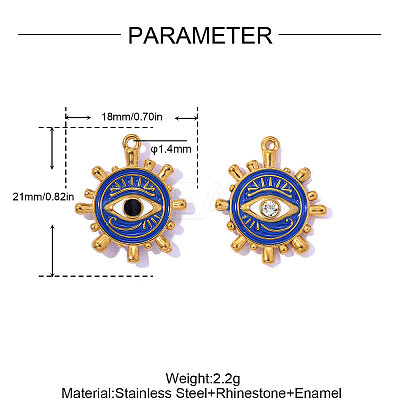 304 Stainless Steel Enamel Pendants STAS-OY016-60G-1