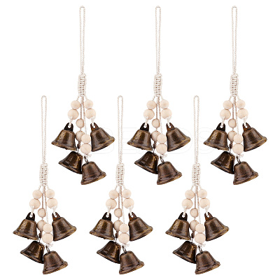 6Pcs Iron Witch Bells Protection for Door Knob Hanger HJEW-GO0001-13-1