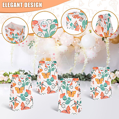 24Pcs Butterfly Printed Kraft Paper Food Storage Bags ABAG-SP0001-45-1