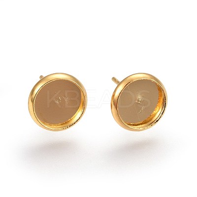 Flat Round 304 Stainless Steel Stud Earring Settings Ion Plating(IP) STAS-I323-6mm-G03-1