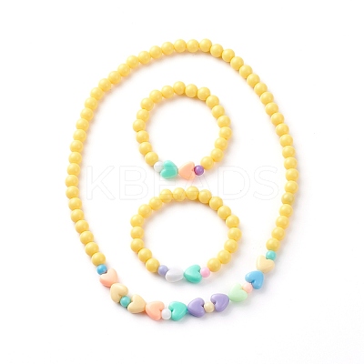 Stretch Kids Beaded Necklace & Bracelet Jewelry Sets SJEW-JS01198-1