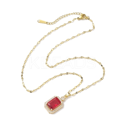 Brass Micro Pave Cubic Zirconia Pendant Necklaces NJEW-C039-02KCG-1