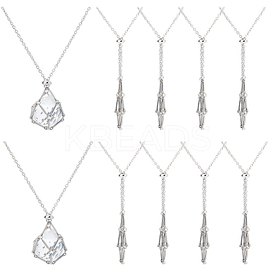10Pcs Adjustable 304 Stainless Steel Macrame Pouch Necklace Making for Gemstone Nuggets NJEW-DC00007-1