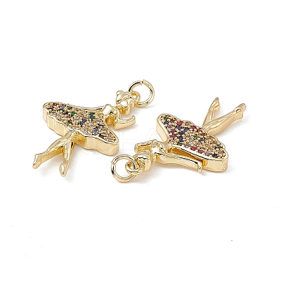Brass Micro Pave Cubic Zirconia Pendants KK-E068-VB141-1