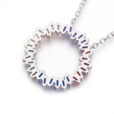 Brass Micro Pave Cubic Zirconia Pendant Necklaces NJEW-O105-01B-P-1