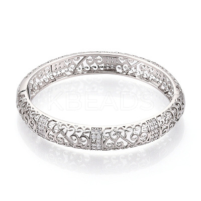 Brass Micro Pave Clear Cubic Zirconia Bracelets BJEW-N035-07P-1
