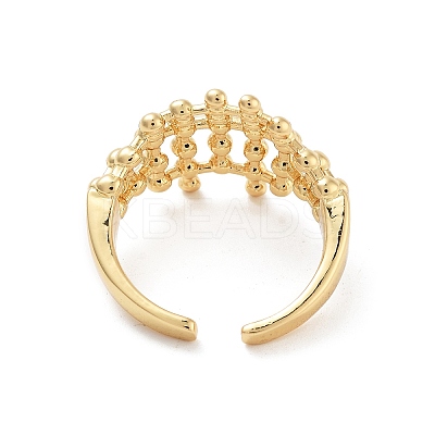 Hollow Tartan Round Brass  Open Cuff Ring for Women LS-RJEW-Z055-05G-03-1
