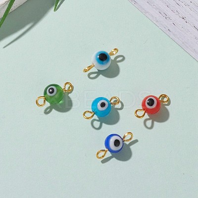 Handmade Evil Eye Lampwork Links Connectors PALLOY-JF00598-1