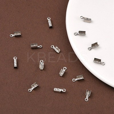 Tarnish Resistant 201 Stainless Steel Fold Over Crimp Cord Ends X-STAS-R055-08-1