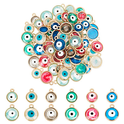 96Pcs 12 Styles Transparent Evil Eye Resin Charms RESI-PH0001-88-1