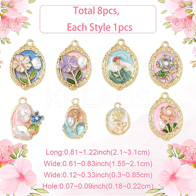 8Pcs 8 Styles Alloy Enamel Pendants ENAM-YW0006-53-1