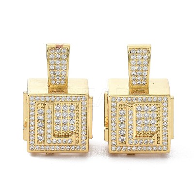 Alphabet Brass Micro Pave Clear Cubic Zirconia Pendants ZIRC-O045-01G-L-1