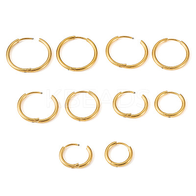 10Pcs 5 Size 316L Surgical Stainless Steel Huggie Hoop Earrings for Girl Women EJEW-TA0001-10-1
