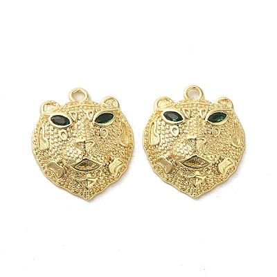 Brass Micro Pave Green Cubic Zirconia Pendants KK-G481-08G-1