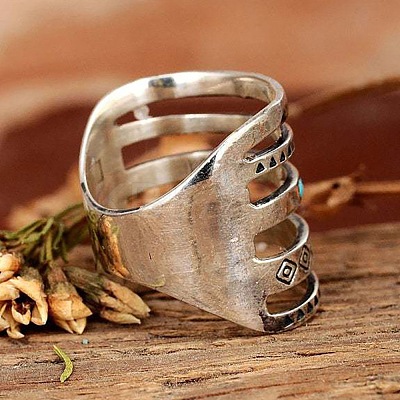 Alloy with Synthetic Turquoise Finger Rings FS-WG0500F-02-1