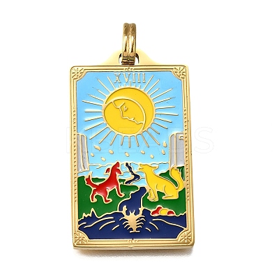 Tarot 304 Stainless Steel Enamel Pendants STAS-M119-07J-G-1
