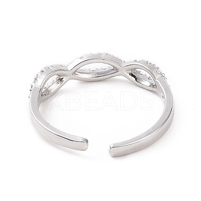 Clear Cubic Zirconia Hollow Out Oval Open Cuff Ring RJEW-E072-04P-1