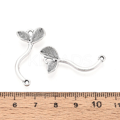Tibetan Style Alloy Leaf  Links Connector Charmss PALLOY-T094-11AS-1