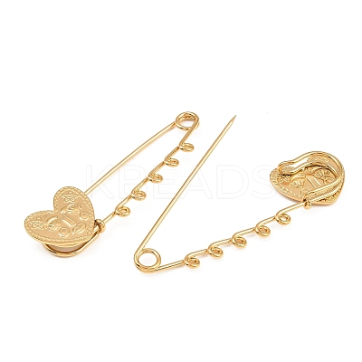 Heart Face 304 Stainless Steel Safety Pins Brooch Findings SA-CBA098D-15B-G05-1
