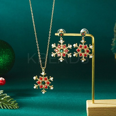 Alloy Rhinestone Snowflake Pendant Necklace & Stud Earrings Set for Women FS-WGDD9A4-03-1