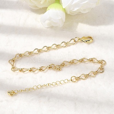 Brass Teardrop Link Chain Bracelets for Women BJEW-F531-04G-1