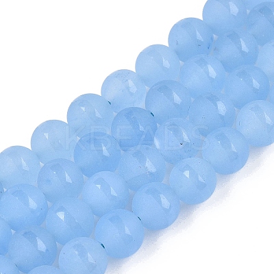 Frosted Natural White Jade Beads Strands G-T138-8mm-209C-1