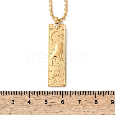 304 Stainless Steel Clear Cubic Zirconia Rectangle Constellation Pendant Necklaces for Women Men NJEW-S435-01G-E-1