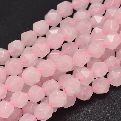 Faceted Natural Rose Quartz Beads Strands G-K066-10-8mm-1