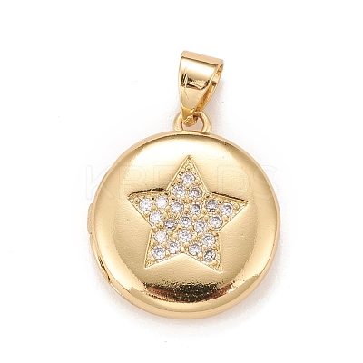 Brass Micro Pave Cubic Zirconia Locket Pendants KK-A161-43A-G-1