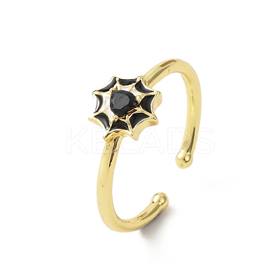 Brass Micro Pave Cubic Zirconia Cuff Open Rings LS-RJEW-Z126-01G-1