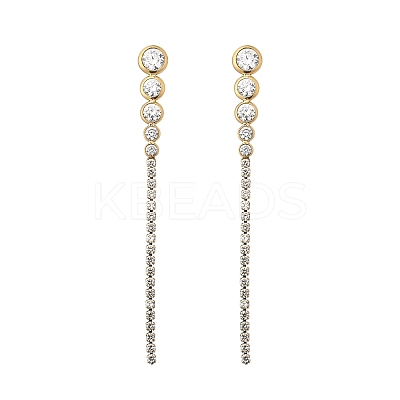 304 Stainless Steel Clear Cubic Zirconia Tassel Stud Earrings EJEW-Z094-01A-G-1
