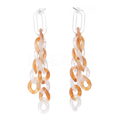 Acrylic Curb Chain Tassel Dangle Stud Earrings for Women EJEW-JE04767-05-1