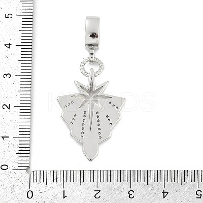 Brass Micro Pave Clear Cubic Zirconia Star European Dangle Charms KK-Z090-02P-1