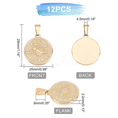 12Pcs 304 Stainless Steel Pendants STAS-UN0032-34-1